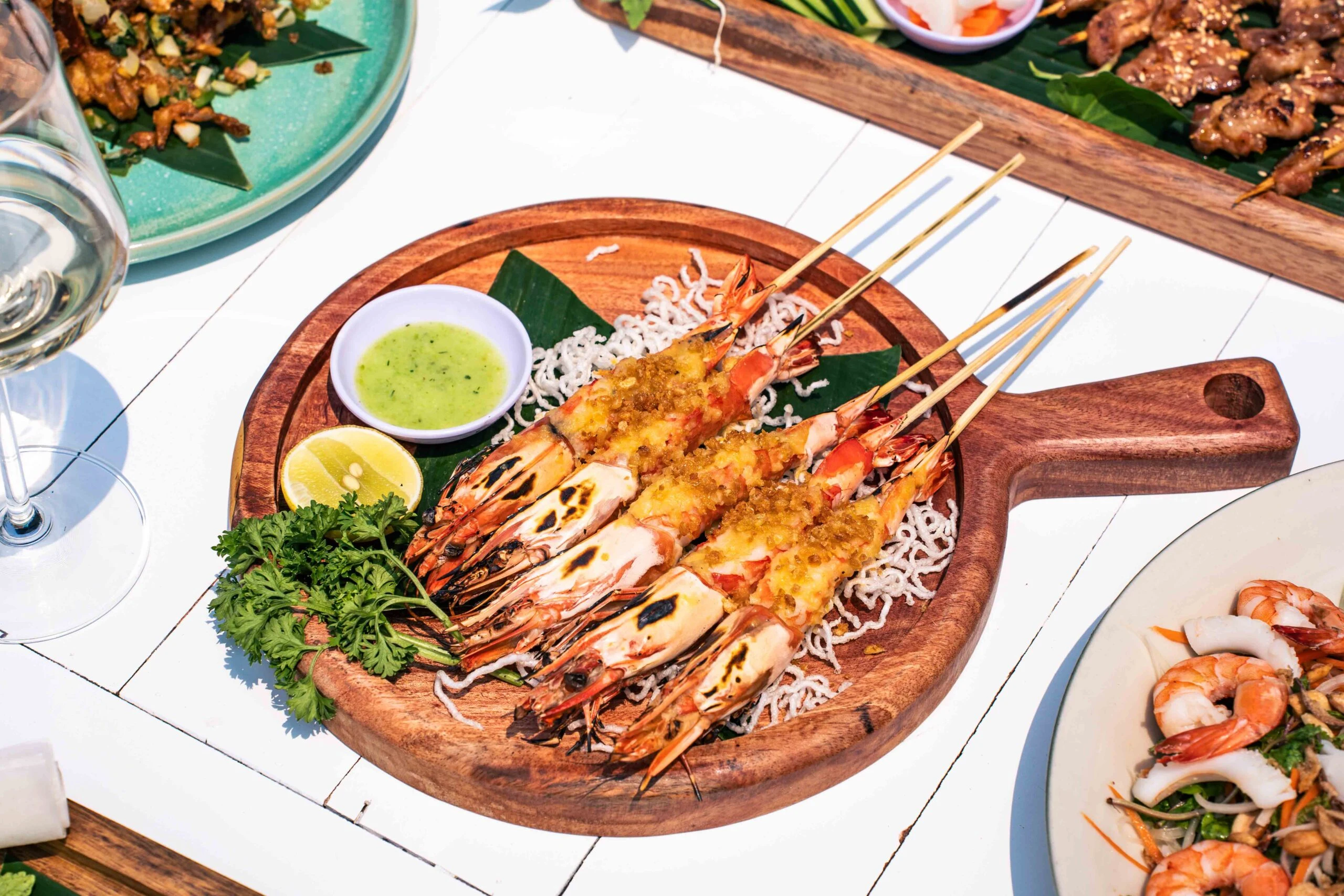 Fresh seafood prepared on the grill